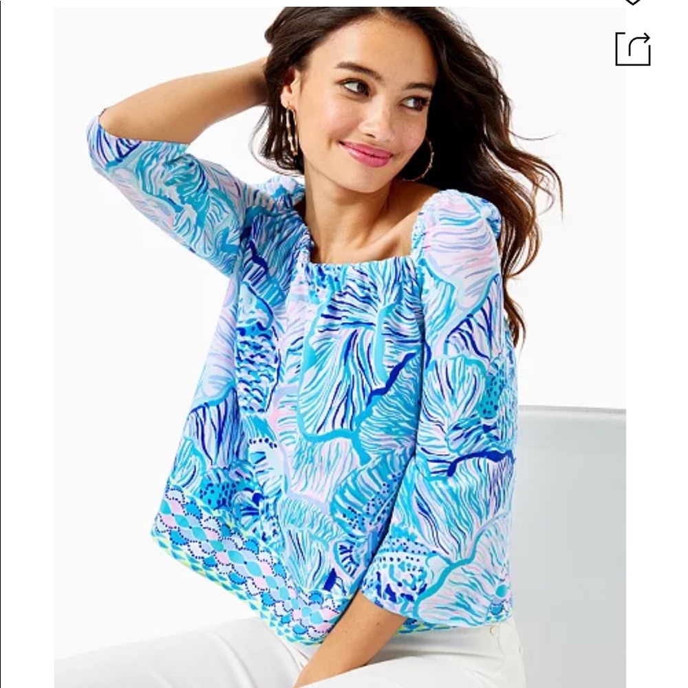 NWT Lizzie Top in Bermuda Blue Fishful Thinking Engineered Top size Medium